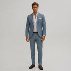Elliott | Men's Slim-Fit Two-Piece Suit, Olive Linen Trouser Suit | Bella Blue