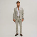 Elliott | Men's Slim-Fit Two-Piece Suit, Olive Linen Trouser Suit | Bella Blue