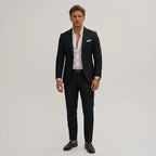 Elliott | Men's Slim-Fit Two-Piece Suit, Olive Linen Trouser Suit | Bella Blue