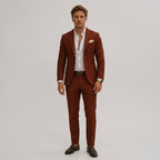 Elliott | Men's Slim-Fit Two-Piece Suit, Olive Linen Trouser Suit | Bella Blue