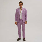 Elliott | Men's Slim-Fit Two-Piece Suit, Olive Linen Trouser Suit | Bella Blue