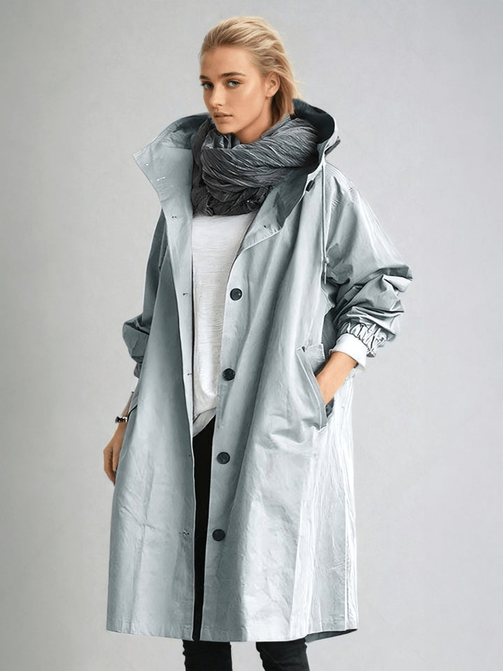 Elodie | Women's Relaxed Tailored Trench Coat, Beige Autumn Coat | Bella Blue