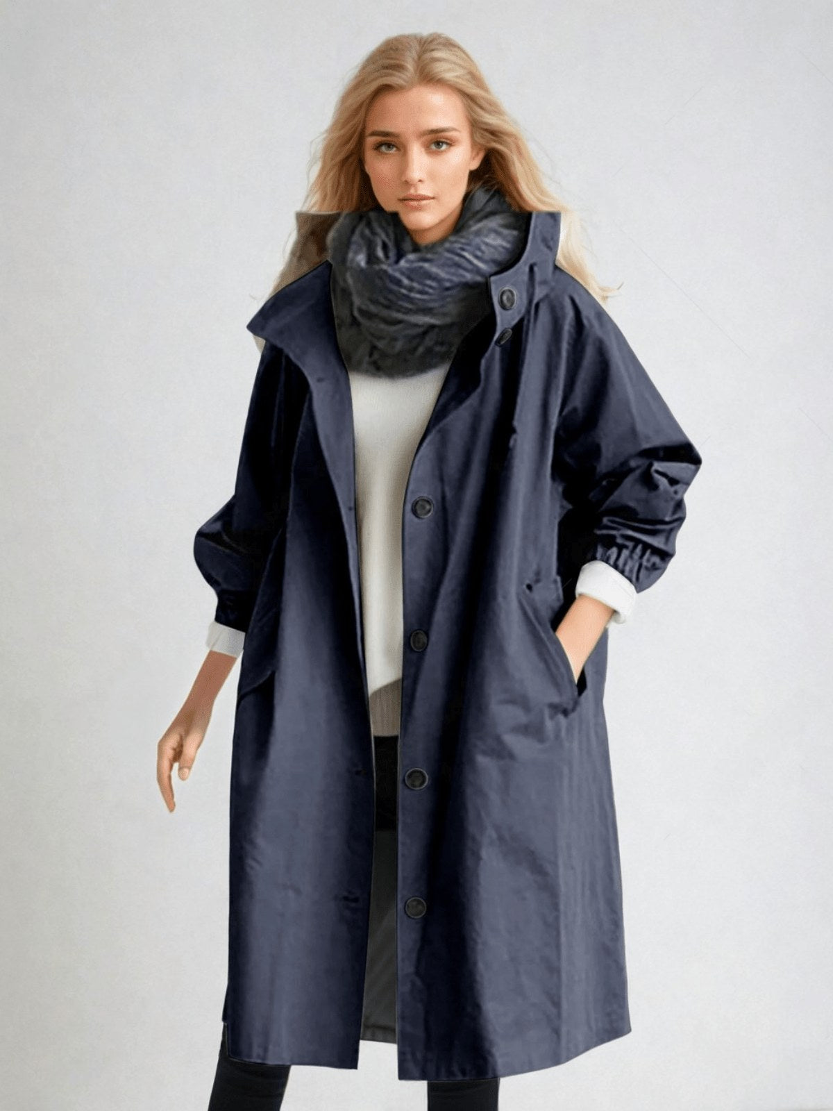 Elodie | Women's Relaxed Tailored Trench Coat, Beige Autumn Coat | Bella Blue