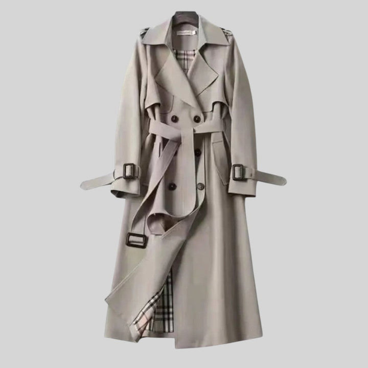 Eloise | Women's Belted Double-Breasted Trench Coat, Longline Winter Coat | Bella Blue | Gray
