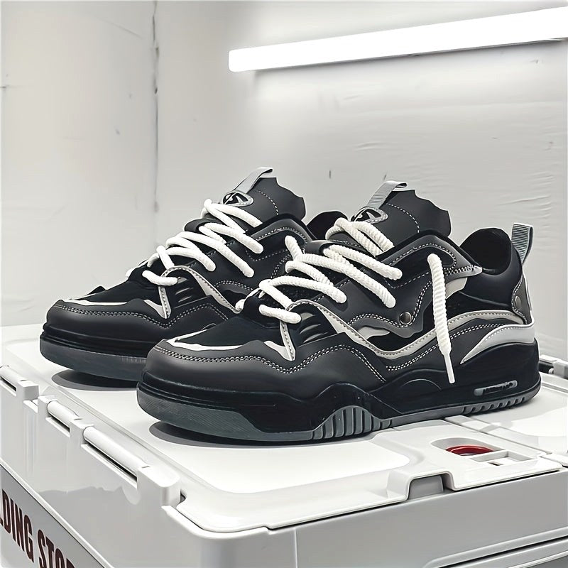 Emil | Men's Sports Shoes with Geometric Pattern, Lace-Up Shoes with Tread Sole | Bella Blue | Grey