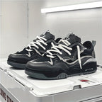 Emil | Men's Sports Shoes with Geometric Pattern, Lace-Up Shoes with Tread Sole | Bella Blue | Black