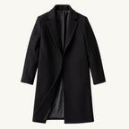 Emmett | Men's Wool-Cashmere Mid-Length Coat, Tailored Autumn Coat | Bella Blue | Black
