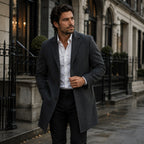 Emmett | Men's Wool-Cashmere Mid-Length Coat, Tailored Autumn Coat | Bella Blue