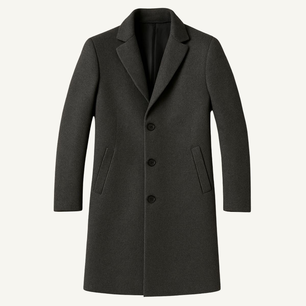 Emmett | Men's Wool-Cashmere Mid-Length Coat, Tailored Autumn Coat | Bella Blue | Navy blue