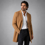 Emmett | Men's Wool-Cashmere Mid-Length Coat, Tailored Autumn Coat | Bella Blue