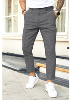 Erik | Men's Trousers with Tapered Leg, Ankle-Length Trousers | Bella Blue | Black