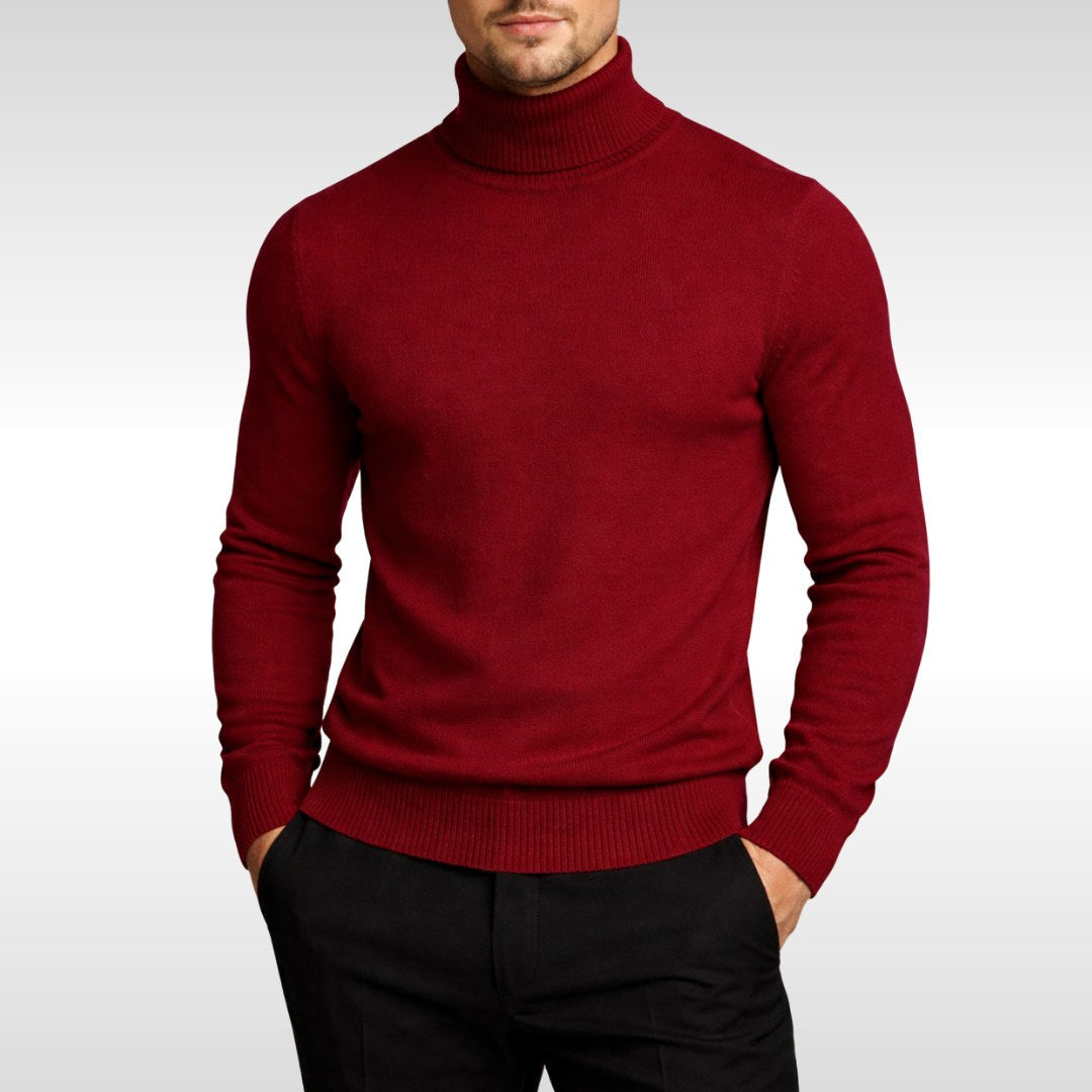 Erwin | Men's Fine-Knit Turtleneck Jumper, Classic Autumn Jumper | Bella Blue | Black