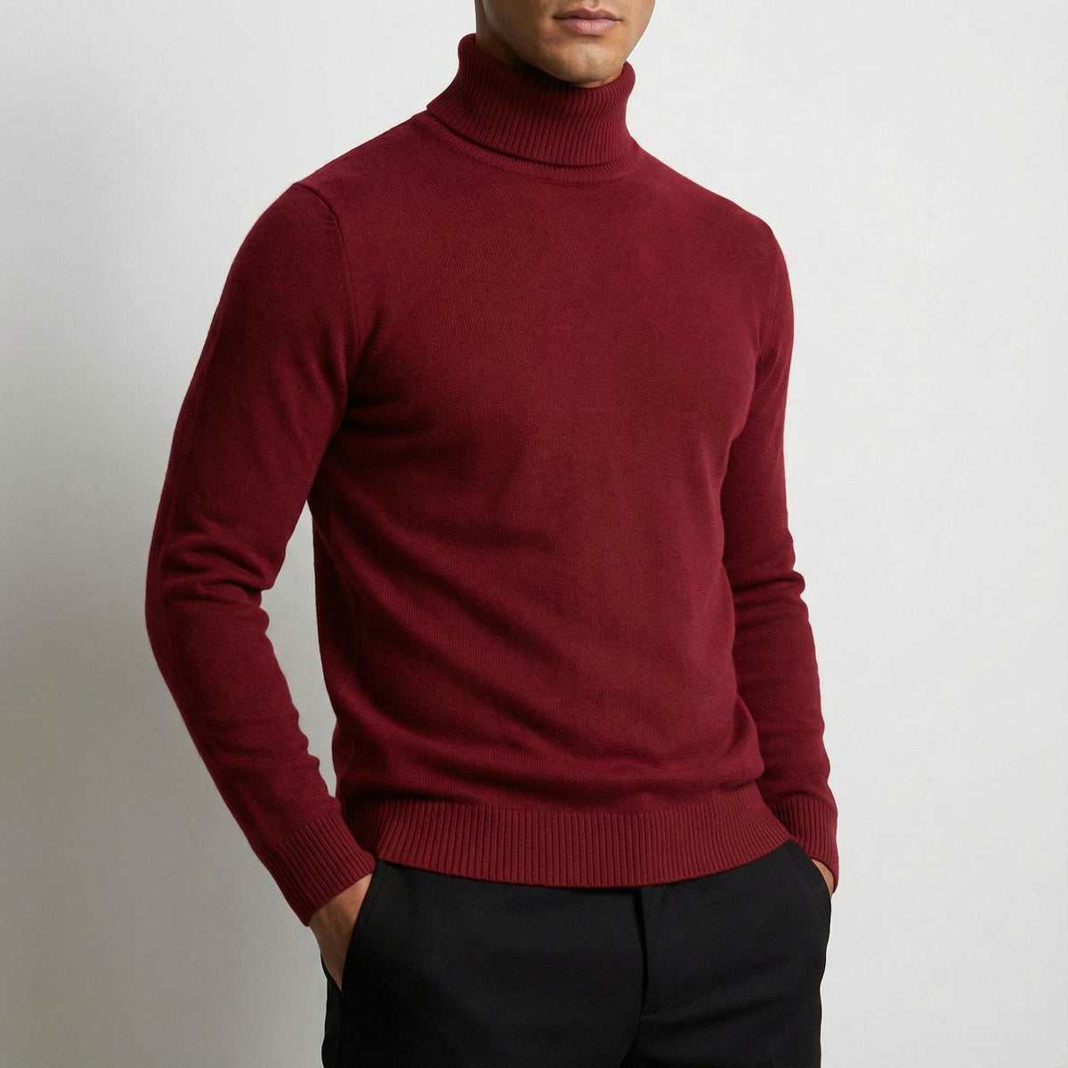 Erwin | Men's Fine-Knit Turtleneck Jumper, Classic Autumn Jumper | Bella Blue | Blue