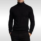 Erwin | Men's Fine-Knit Turtleneck Jumper, Classic Autumn Jumper | Bella Blue | Black
