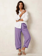 Esme | Women's Lightweight Linen Trousers, Breathable Summer Trousers | Bella Blue | Groen