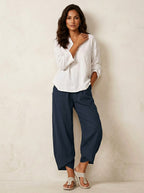 Esme | Women's Lightweight Linen Trousers, Breathable Summer Trousers | Bella Blue | Zwart