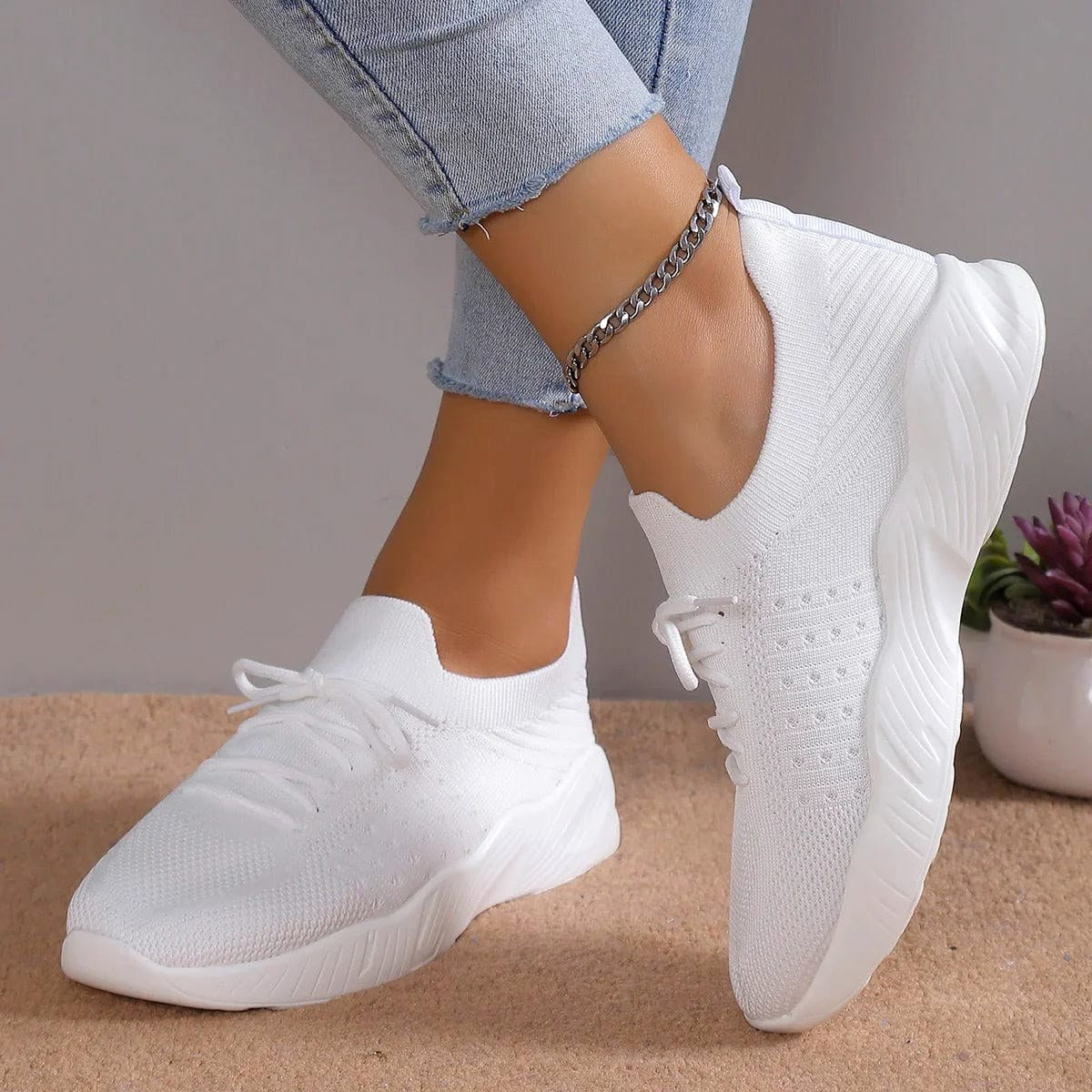Esme | Women's Orthopaedic Slip-On Shoes | Bella Blue | Soft White