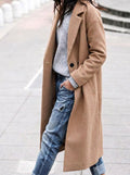 Esther | Women's Oversized Trench Coat with Wide Lapel, Long Relaxed Coat | Bella Blue | Khaki