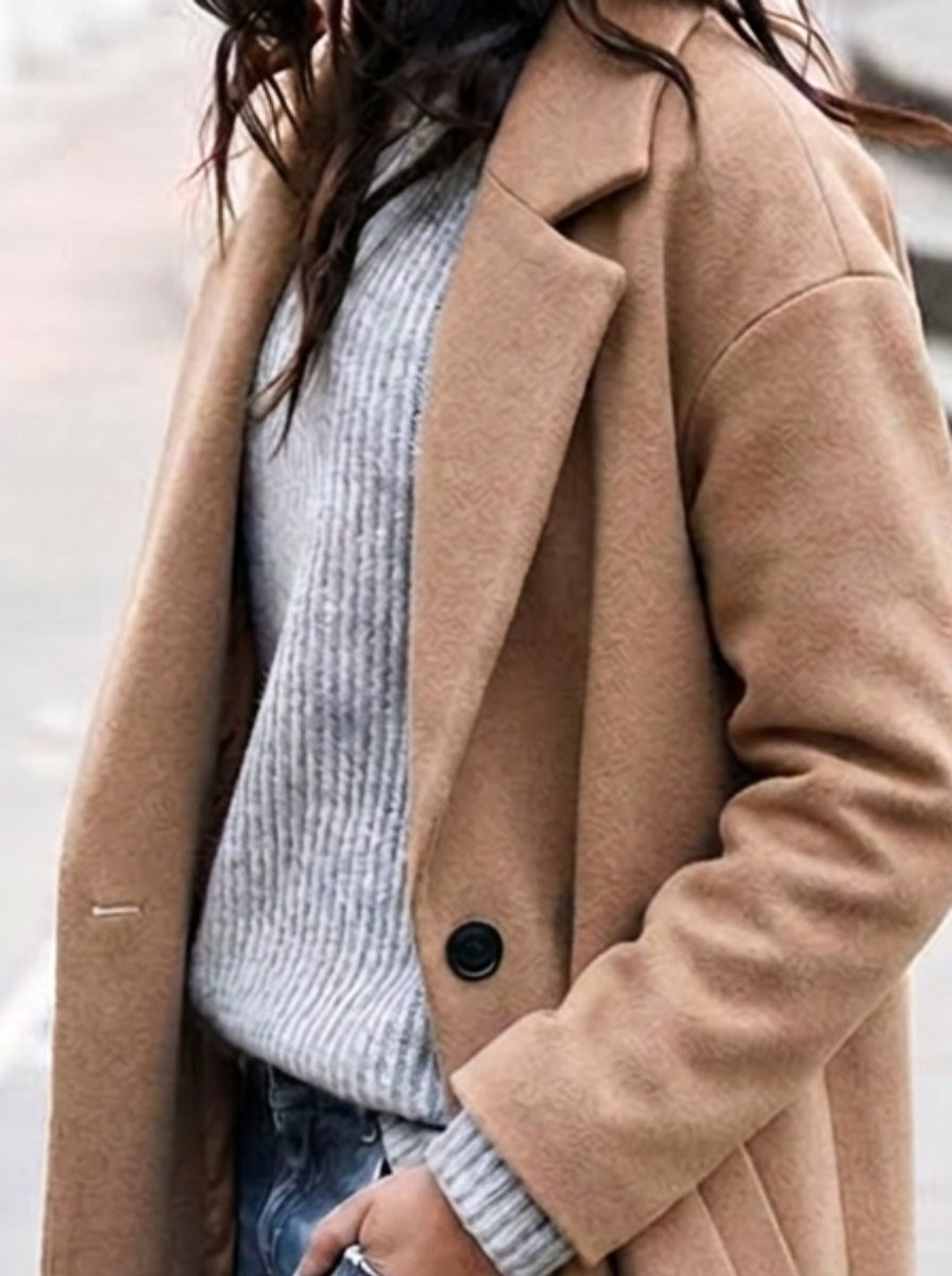 Esther | Women's Oversized Trench Coat with Wide Lapel, Long Relaxed Coat | Bella Blue | Black