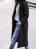 Esther | Women's Oversized Trench Coat with Wide Lapel, Long Relaxed Coat | Bella Blue | White