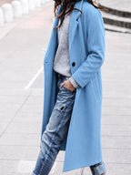 Esther | Women's Oversized Trench Coat with Wide Lapel, Long Relaxed Coat | Bella Blue
