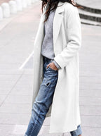 Esther | Women's Oversized Trench Coat with Wide Lapel, Long Relaxed Coat | Bella Blue