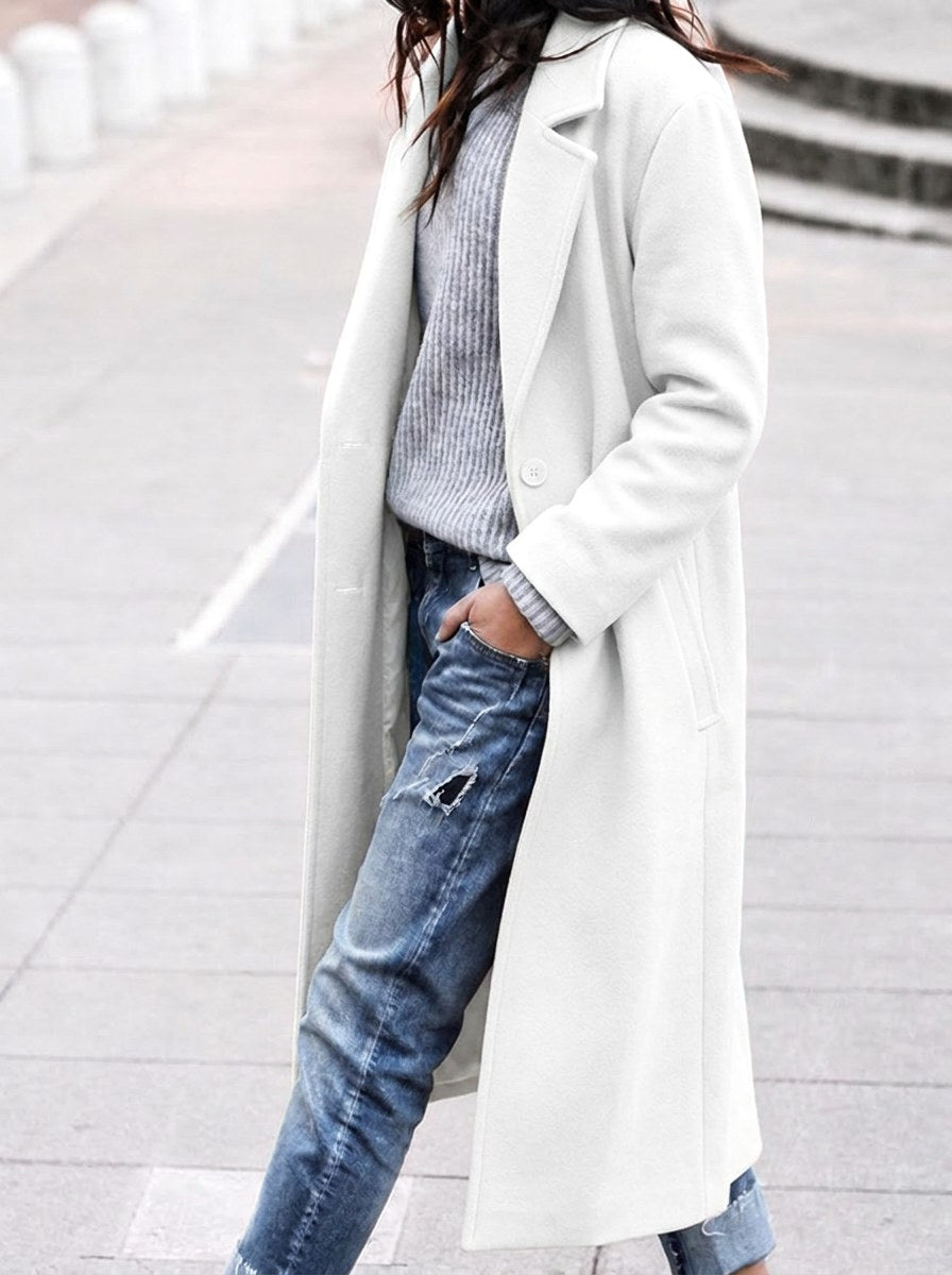 Esther | Women's Oversized Trench Coat with Wide Lapel, Long Relaxed Coat | Bella Blue