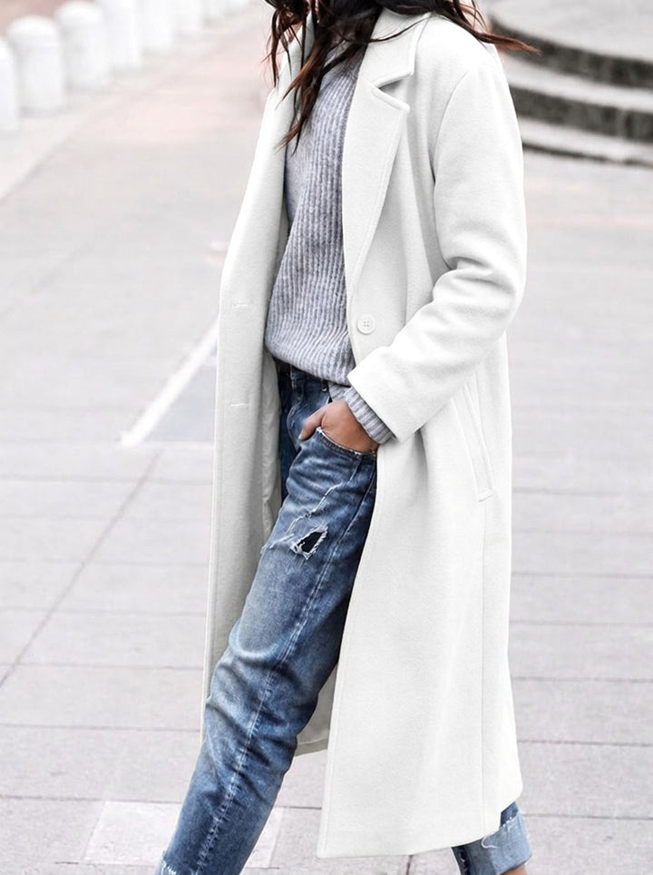 Esther | Women's Oversized Trench Coat with Wide Lapel, Long Relaxed Coat | Bella Blue