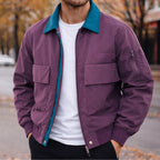 Evan | Men's City Bomber Jacket, Relaxed Fit Jacket | Bella Blue | Gray