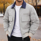 Evan | Men's City Bomber Jacket, Relaxed Fit Jacket | Bella Blue | Khaki