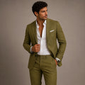 Evan | Men's Slim Fit Blazer and Trousers, Tailored Two-Piece Suit | Bella Blue | Beige