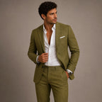 Evan | Men's Slim Fit Blazer and Trousers, Tailored Two-Piece Suit | Bella Blue | Beige