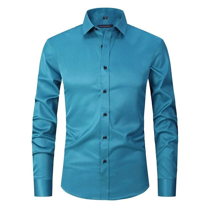 Evan | Men's Stretch Business Shirt, Crease-Resistant Smart Casual Shirt | Bella Blue