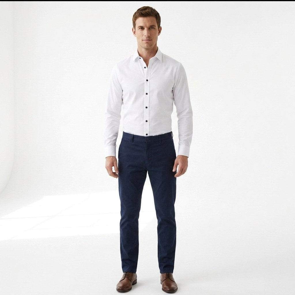 Evan | Men's Stretch Business Shirt, Crease-Resistant Smart Casual Shirt | Bella Blue