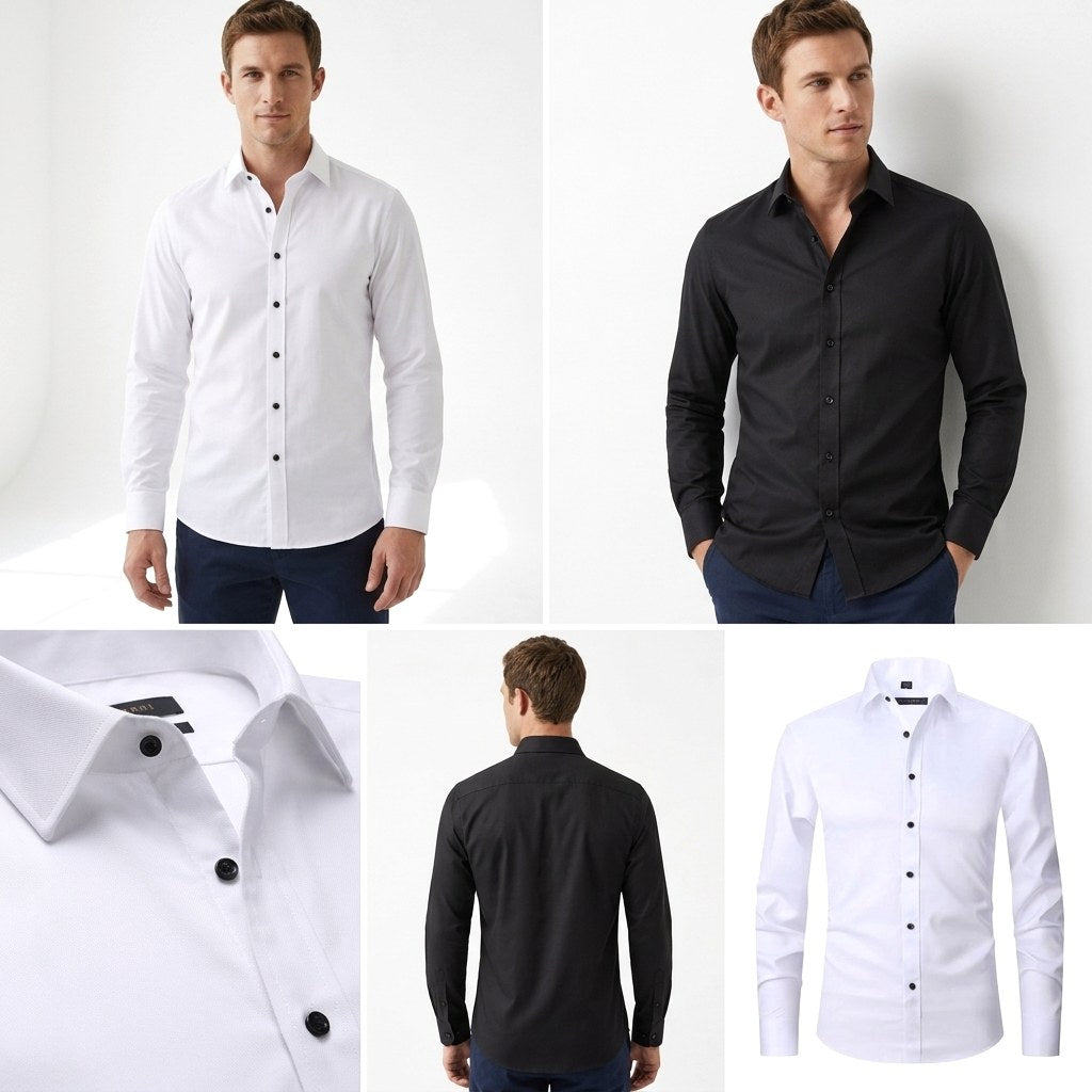 Evan | Men's Stretch Business Shirt, Crease-Resistant Smart Casual Shirt | Bella Blue