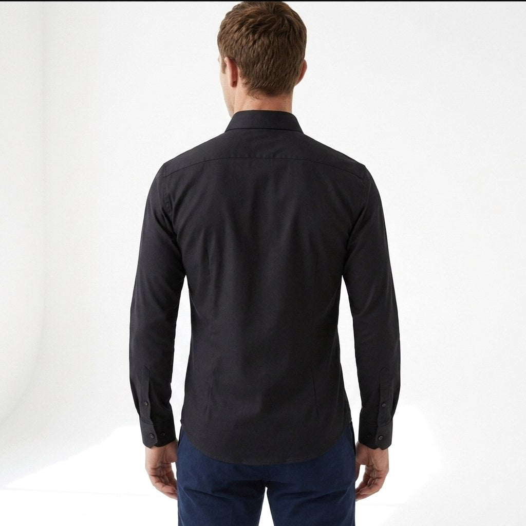 Evan | Men's Stretch Business Shirt, Crease-Resistant Smart Casual Shirt | Bella Blue