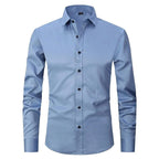 Evan | Men's Stretch Business Shirt, Crease-Resistant Smart Casual Shirt | Bella Blue