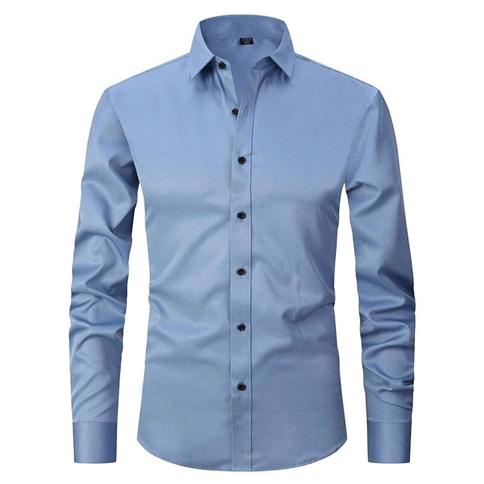 Evan | Men's Stretch Business Shirt, Crease-Resistant Smart Casual Shirt | Bella Blue