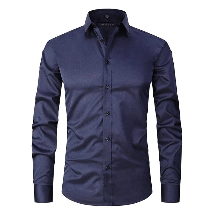 Evan | Men's Stretch Business Shirt, Crease-Resistant Smart Casual Shirt | Bella Blue