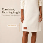 Felicity | Women's Cowl Neck Ribbed Sweater Dress, Knee-Length Knit Dress | Bella Blue