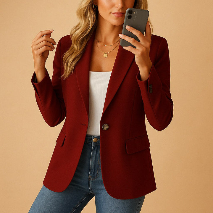 Felicity | Women's Fitted Tailored Blazer, Structured Summer Jacket | Bella Blue | Wine Red