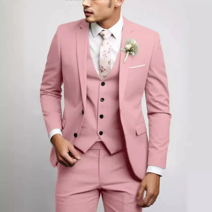 Felix | Men's Suit for Wedding Guests in Slim Fit Cut, Three-Piece Suit | Bella Blue | Black