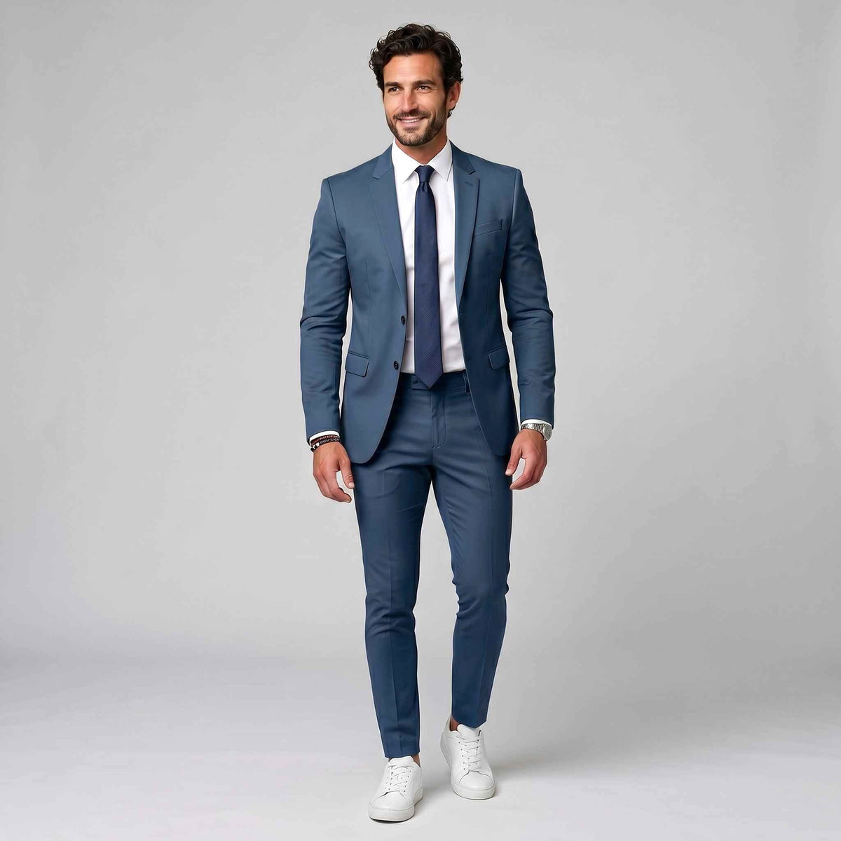 Felix | Men's Single-Breasted Tailored Suit, Fitted Two-Piece Suit | Bella Blue