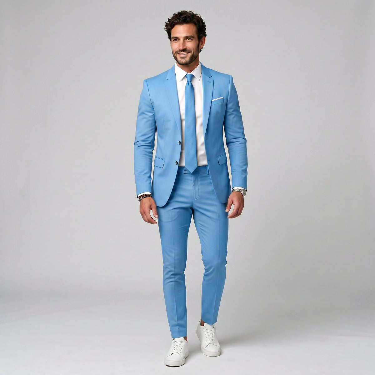 Felix | Men's Single-Breasted Tailored Suit, Fitted Two-Piece Suit | Bella Blue