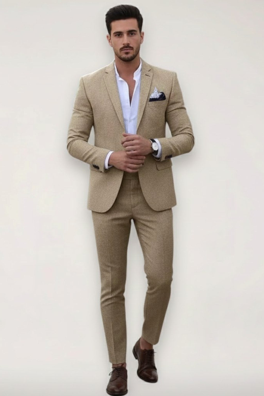 Finley | Men's Slim Fit Suit Set, Tailored Blazer Suit | Bella Blue | Khaki