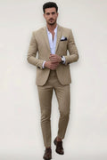 Finley | Men's Slim Fit Suit Set, Tailored Blazer Suit | Bella Blue | Khaki