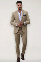 Finley | Men's Slim Fit Suit Set, Tailored Blazer Suit | Bella Blue | Khaki