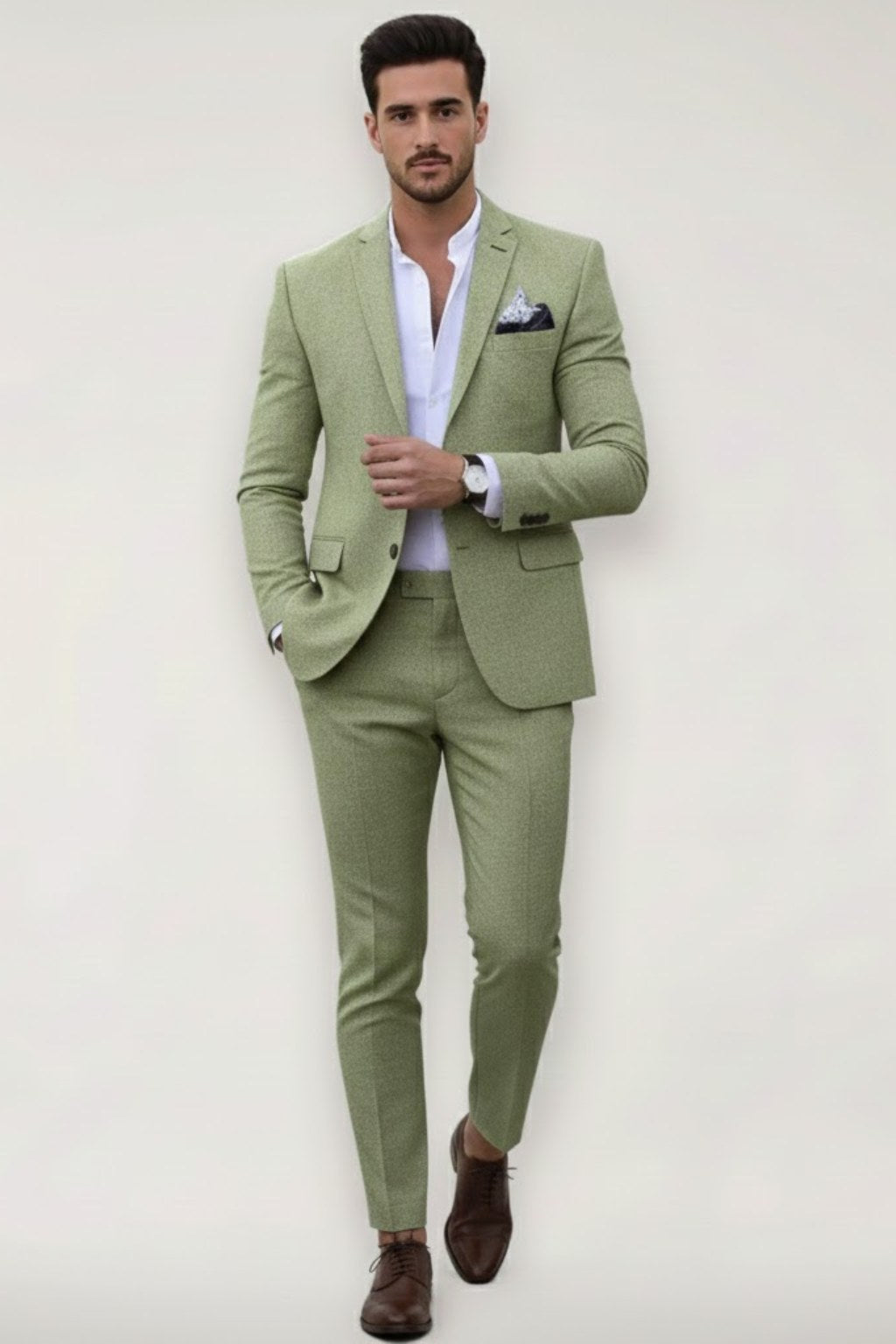 Finley | Men's Slim Fit Suit Set, Tailored Blazer Suit | Bella Blue | Light Green
