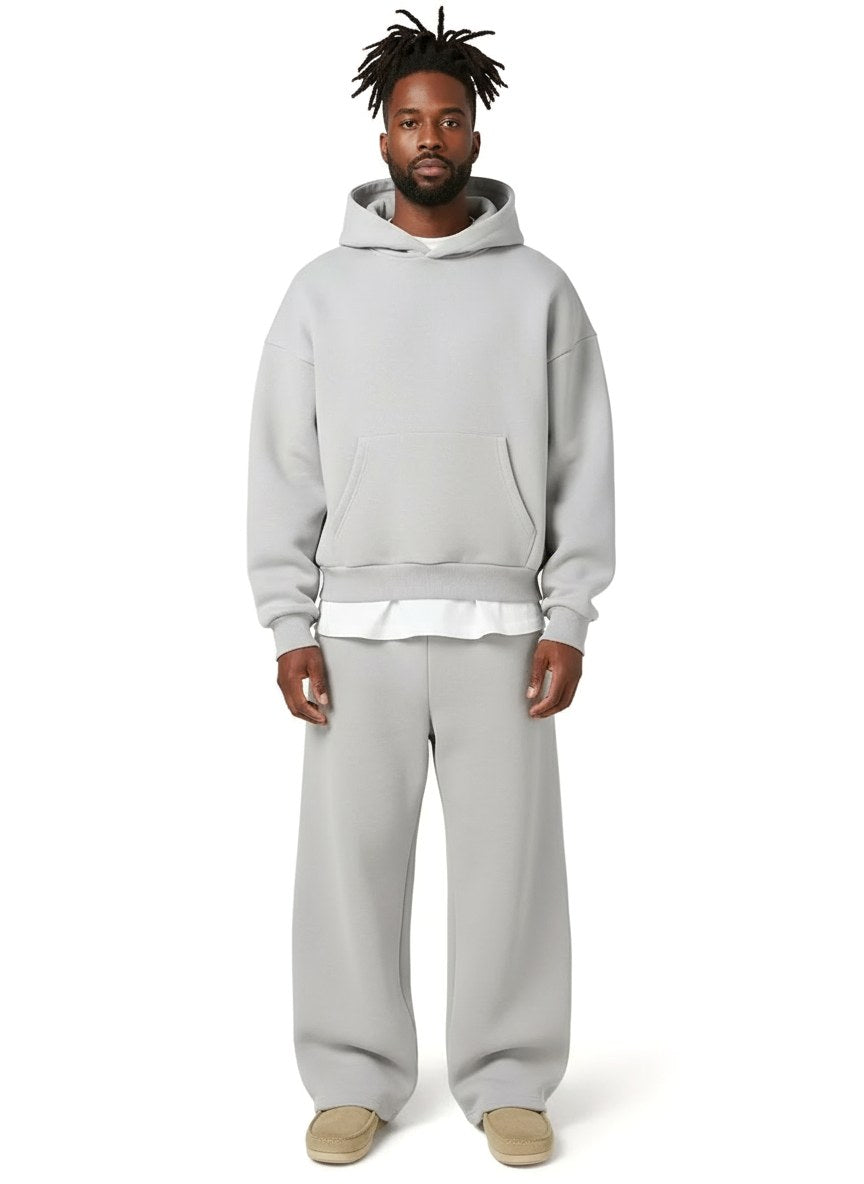 Florian | Men's Hooded Tracksuit with Straight Fit, Hoodie Set | Bella Blue | Light Grey