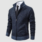 Frank | Men's Zip-Up Cardigan, Lightweight Cardigan Jacket | Bella Blue | Black